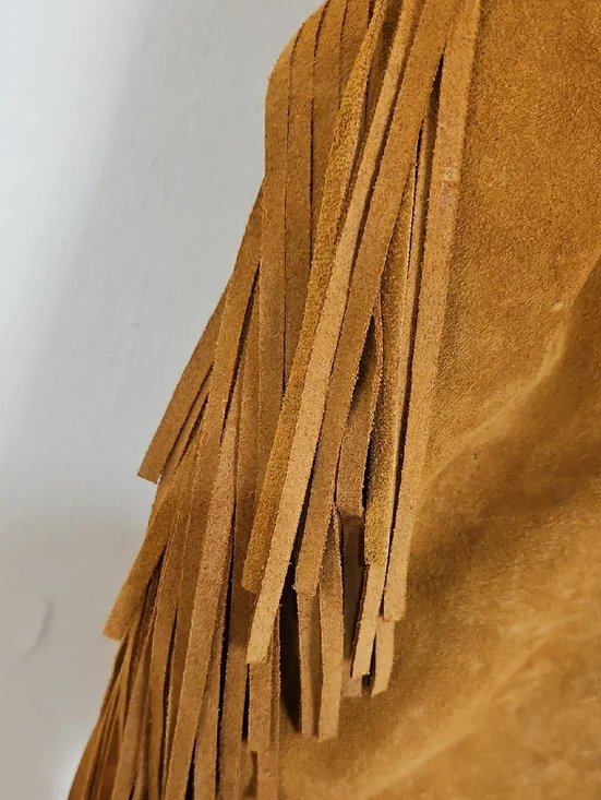 NWT Divina Firenza Caramel Italian Suede Fringe Shoulder Bag Made In Italy - Picture 6 of 11